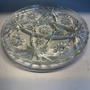 Set of 2 Vintage Anchor Hocking EAPC "Star of David" Glass 10" Snack Plates